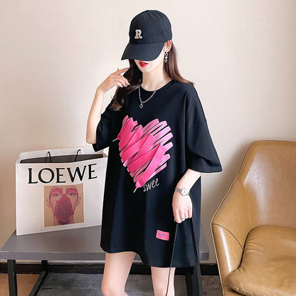 柔らかくて優しい印象 ゆったり ファッション感満々 ロング丈 3色半袖Tシャツ＜U-9206＞