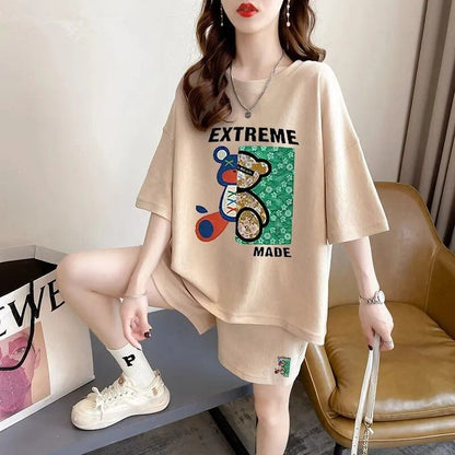 真夏も快適 全4色 軽くて涼しくて可愛い！カジュアル 半袖 Tシャツ ショートパンツ セットアップ ＜U-9204＞