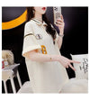 韓国系 ロング POLOネック Tシャツ 四色 ゆったり半袖 ＜U-2869＞