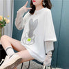 個性的なデザイン カートゥーンプリント 女性力を高める Tシャツ カットソー＜U-2995＞