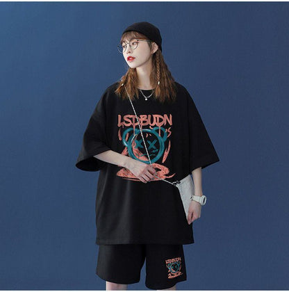 早い者勝ち  半袖Ｔシャツⅹパンツセット全4色 男女兼用<U-6554>