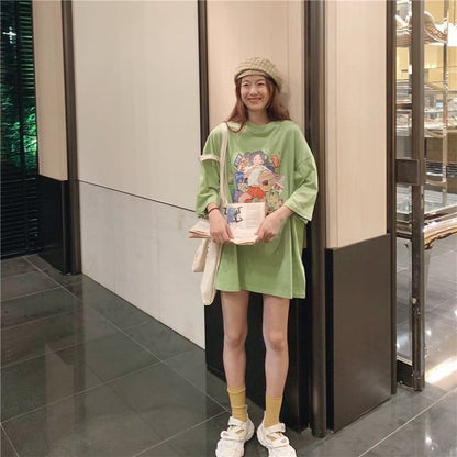 ルーズ 切り替え オシャレ度満点 プリント Tシャツ カットソー＜U-3459＞