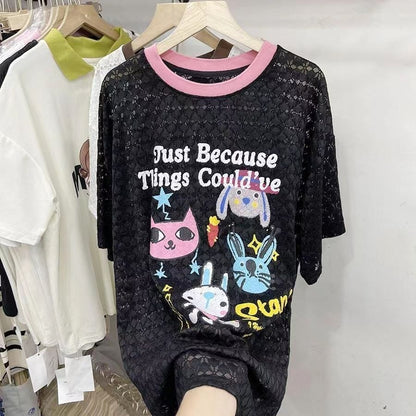 【半額！期間限定！！】新商品 キュート 超人気 プリント 2色半袖Tシャツ＜U-8520＞