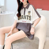 ファッションカジュアルネットレッドルーズポロカラー半袖Tシャツ<U-2856>