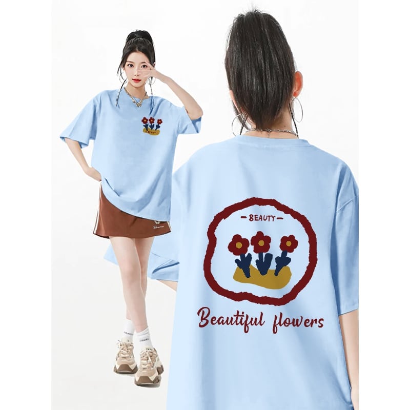 超人気 スウィート カジュアル プリント 全8色 半袖 Tシャツ <U-8939>