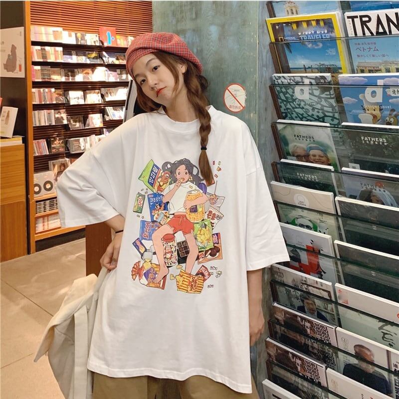 ルーズ 切り替え オシャレ度満点 プリント Tシャツ カットソー＜U-3459＞