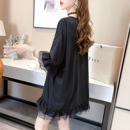 好感度満載 プリント 美感いっぱい Tシャツ カットソー ワンピース＜U-3428＞