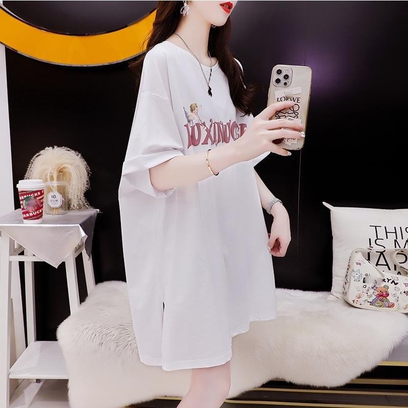 スタイリッシュ 切り替え 一目惚れ プリント Tシャツ カットソー＜U-3654＞