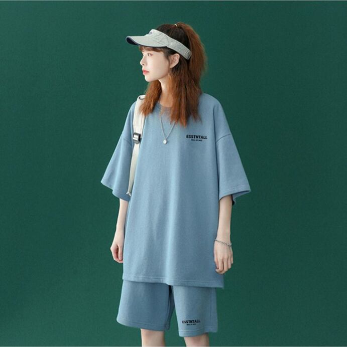 【半額セール】早い者勝ち  男女兼用 半袖Ｔシャツⅹパンツセット全4色<U-6549>