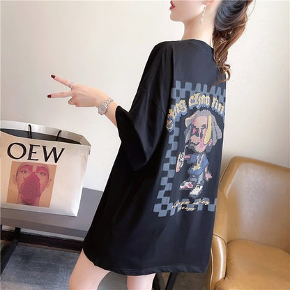 ゆったり感アップ 切り替え オシャレ度満点 プリント Tシャツ カットソー＜U-3478＞