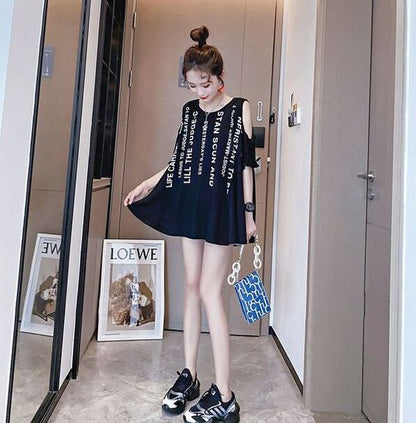 柔らかくて優しい印象 ファッション 美人度アップ プリント 全3色 半袖 Tシャツ <U-9088>