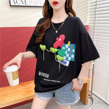 カジュアル プリント 好感度満載 ラウンドネック Tシャツ カットソー＜U-3118＞