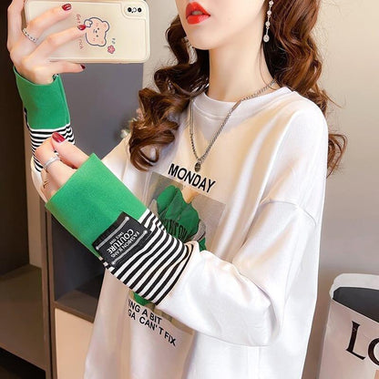 女性力を高める ラウンドネック 着心地抜群 プリント Tシャツ カットソー＜U-2865＞