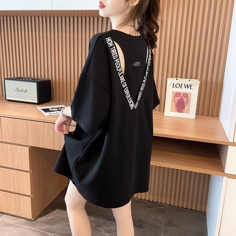 質感のいい 半袖 ラウンドネック Tシャツ ワンピース ＜U-8638＞