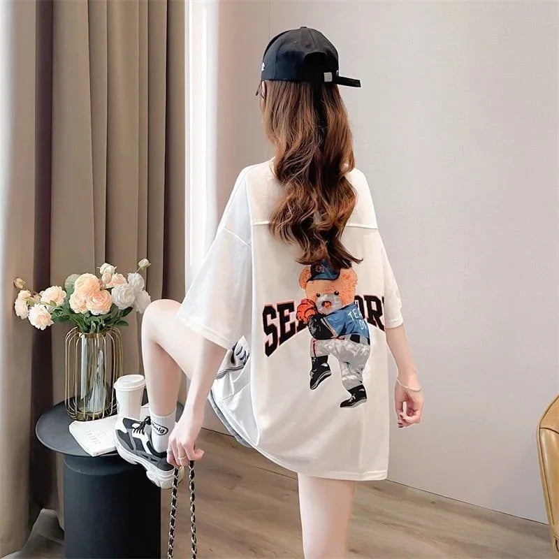スタイリッシュ 3色選択可 一目惚れ カートゥーンプリント Tシャツ カットソー＜U-3091＞