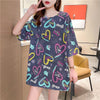 スタイリッシュ プリント 一目惚れ Tシャツ カットソー ワンピース＜U-3322＞