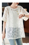 好感度UP カジュアル 今季マストバイ ファッション 透かし彫り Tシャツ<U-8396>