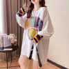 着せ グラフィックプリント 虹色 ロング長袖Tシャツ 三色トップス＜U-4107＞