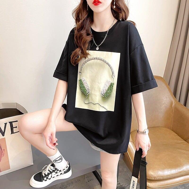 着心地良い Tシャツ ビジュー 四色 ゆったり半袖＜U-2994＞