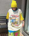 話題沸騰中 ゆったり カジュアル プリント カラーマッチング 半袖Tシャツ＜U-8067＞