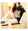 大人可愛い 切り替え レース 透かし彫り プリント全2色 半袖Tシャツ カットソー ＜U-8560＞