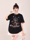 大人可愛い 早い者勝ち 絶対流行 カジュアル 2色選択 Tシャツ<U-11108>