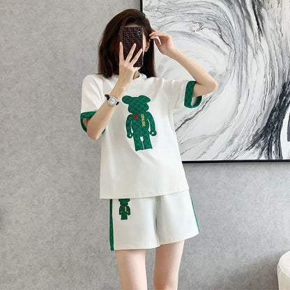 大好評 カジュアル 話題沸騰中 切り替え 全3色 半袖 Tシャツ ショートパンツ セットアップ ＜U-9007＞