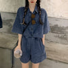 おすすめ カジュアル 絶対流行 デニム ジャケット＋ショートパンツ セットアップ U-9032