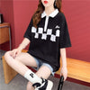 デザイン感 切り替え チャーミング プリント Tシャツ カットソー＜U-3586＞