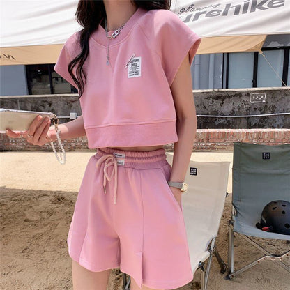 流行新作 美人度アップ 目を奪われる カジュアル 半袖Ｔシャツⅹパンツセット全2色<U-9104>