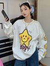 絶対流行 大人可愛い スタイルアップ効果抜群 プリント カジュアル 5色選択 パーカー<U-9359>