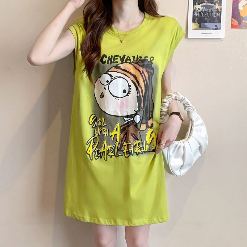 真夏も快適 着心地良い ファッション感満々 プリント全4色 ノースリーブ Tシャツ カットソー＜U-9161＞