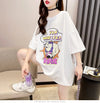 【半額！期間限定！！】グラフィック レース 透かし彫り ロング Tシャツ ゆったりワンピース ＜U-4021＞