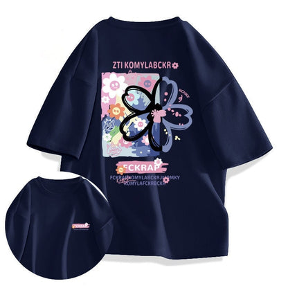 今季マストバイ ルーズ カジュアル プリント全6色 半袖Tシャツ<U-8850>