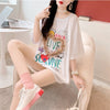 デザイン感 切り替え チャーミング プリント Tシャツ カットソー＜U-3529＞