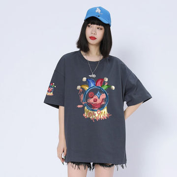 話題沸騰中 ゆったり カジュアル プリント 6色 半袖Tシャツ＜U-8164＞
