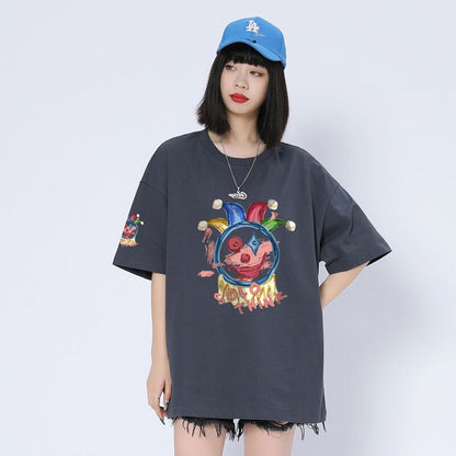 話題沸騰中 ゆったり カジュアル プリント 6色 半袖Tシャツ＜U-8164＞