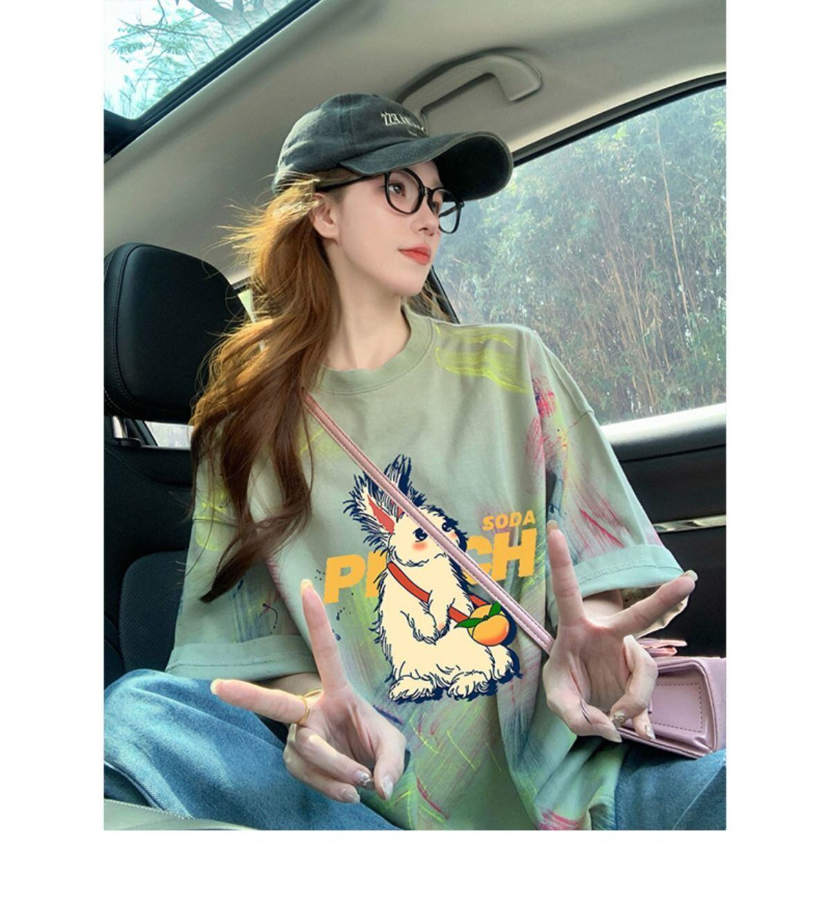 絶対流行 特別デザイン アバンギャルド プリント 半袖Tシャツ＜U-8598＞