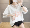 エレガントなレースステッチ半袖Tシャツ<U-3030>