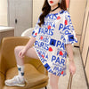 個性的なデザイン プリント お値段以上 Tシャツ カットソー ワンピース＜U-3302＞