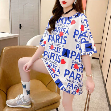 個性的なデザイン プリント お値段以上 Tシャツ カットソー ワンピース＜U-3302＞