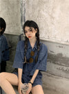 おすすめ カジュアル 絶対流行 デニム ジャケット＋ショートパンツ セットアップ U-9032