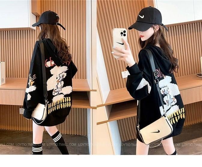 韓国系ビックロゴパーカートップス三色あり＜U-4329＞