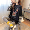 組み合わせやすい ウサギちゃん ストライプ柄 レイヤード 二色 長袖Tシャツ ＜U-4006＞