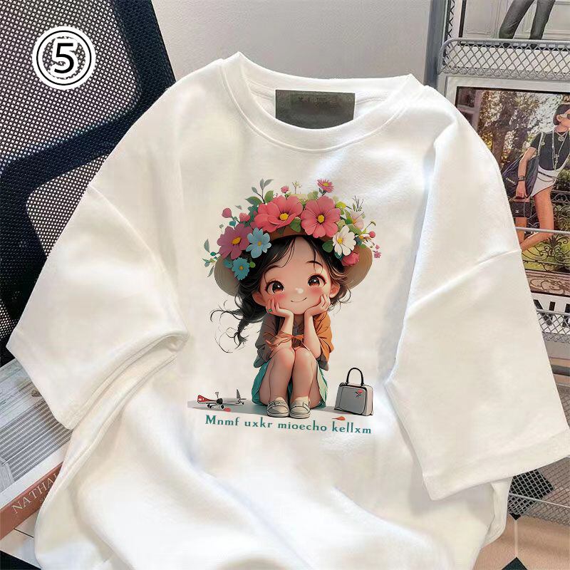大人可愛い カジュアル 定番シンプル プリント 6種選択可 半袖Tシャツ<U-8906>