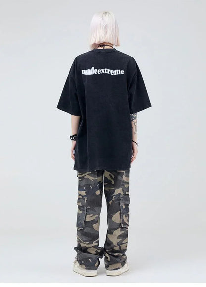 大注目 ファッション ストリート系 ヴィンテージ加工 プリントTシャツ ＜U-2875＞