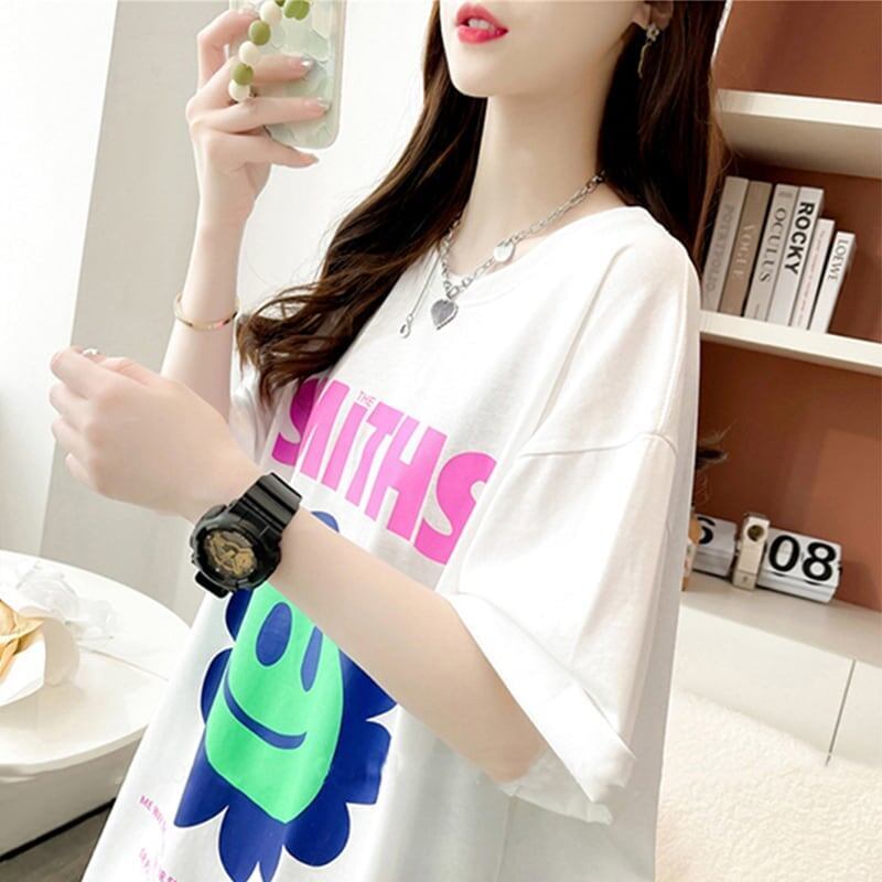 美人度アップ 切り替え ファッション プリント Tシャツ カットソー＜U-3412＞