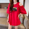 おしゃれ度高め レース 美人度アップ 切り替え プリント全4色 Tシャツ カットソー＜U-9213＞
