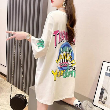 新商品 プリント ファッション ゆったり 全4色 半袖 Tシャツ＜U-11443＞
