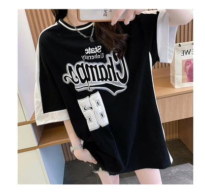 絶対流行 一目惚れ 個性的なデザイン 2色選択可 プリント Tシャツ カットソー＜U-8279＞